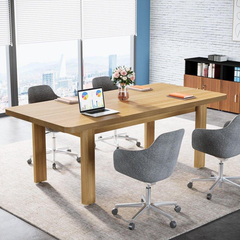 Kahverengi Masif Ahşap Bacaklı Geniş Modern Ofis Masası - 160 cm - 327282
