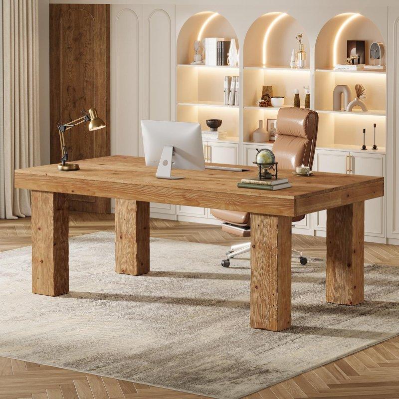 Kahverengi Masif Ahşap Geniş Dikdörtgen Ofis Masası - 160x81 cm - 326514