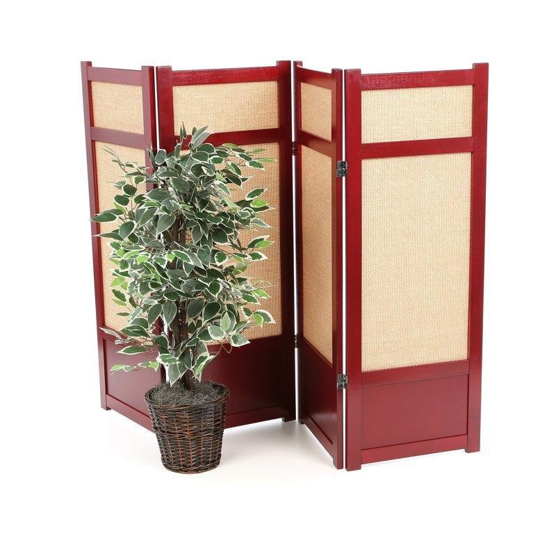 Kahverengi Masif Ahşap Jüt Katlanır Paravan - 122x178 cm - 321754