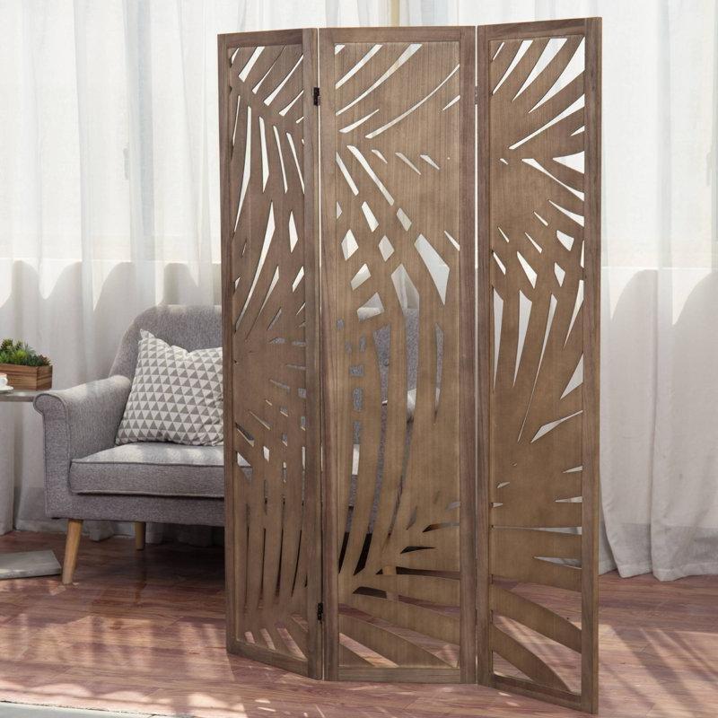 Kahverengi Masif Ahşap Katlanır 3 Panelli Paravan - 170x123 cm - 321779