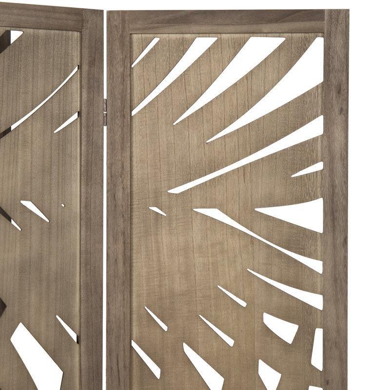 Kahverengi Masif Ahşap Katlanır 3 Panelli Paravan - 170x123 cm - 321779