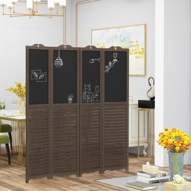 Kahverengi Masif Ahşap Katlanır Yazı Tahtalı Paravan - 162x172 cm - 321293
