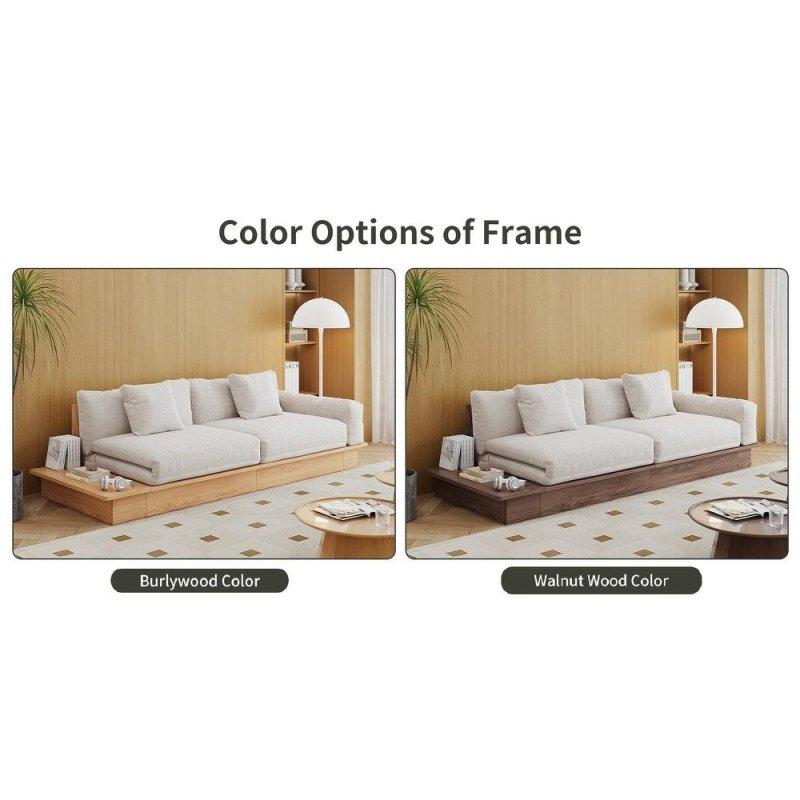 Kahverengi Masif Ahşap Keten Kumaş Saklama Alanlı Yataklı Bohem Koltuk - 260x97x71 cm - 284376