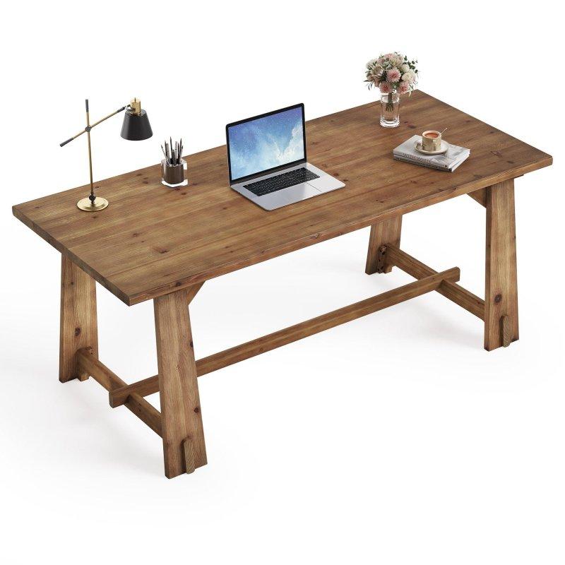 Kahverengi Masif Ahşap Kır Evi Tarzı Ofis Masası - 161x81 cm - 326251