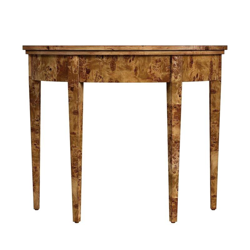 Kahverengi Masif Ahşap Oymalı Yarım Ay Dresuar - 92x37x77 cm - 332147
