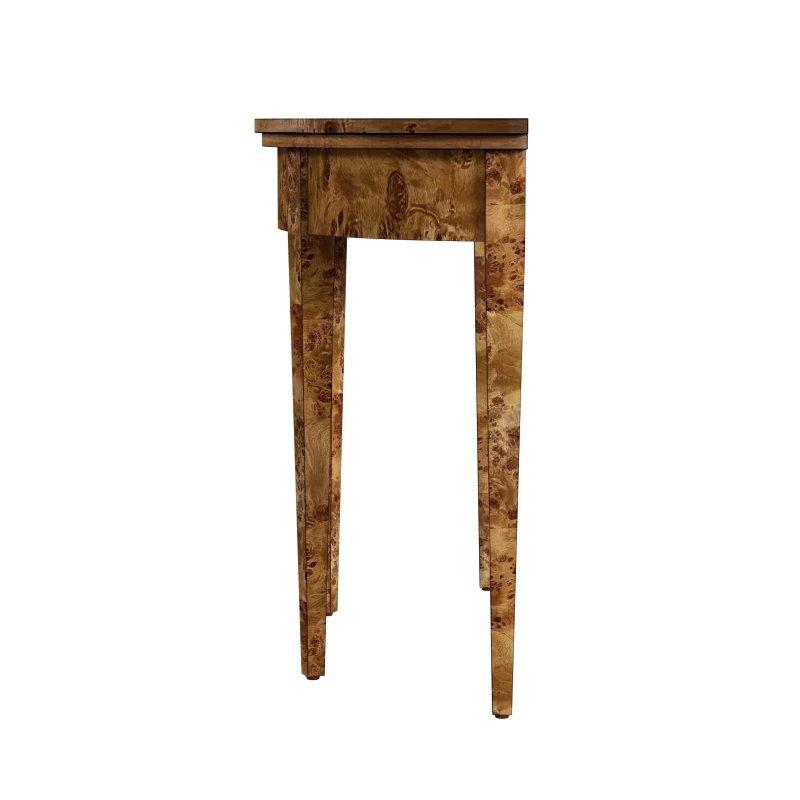 Kahverengi Masif Ahşap Oymalı Yarım Ay Dresuar - 92x37x77 cm - 332147