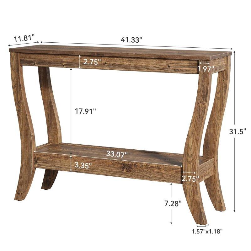 Kahverengi Masif Ahşap Raflı Rustik Dresuar - 110x30x80 cm - 332396