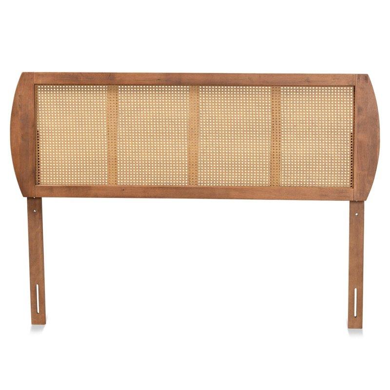 Kahverengi Masif Ahşap ve Sentetik Rattan Bohem Tasarım Yatak Başlığı - 154x57 cm - 334621