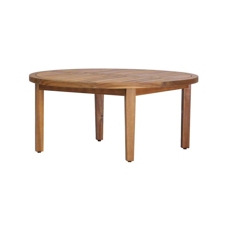 Kahverengi Masif Akasya Ağacı Latalı Tablalı Dış Mekan Yuvarlak Orta Sehpa - 90 cm - 240257