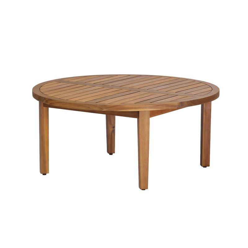 Kahverengi Masif Akasya Ağacı Latalı Tablalı Dış Mekan Yuvarlak Orta Sehpa - 90 cm - 240257