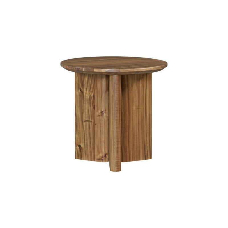 Kahverengi Masif Akasya Ahşap Kaideli Yuvarlak Orta Sehpa - 101x41 cm - 242665