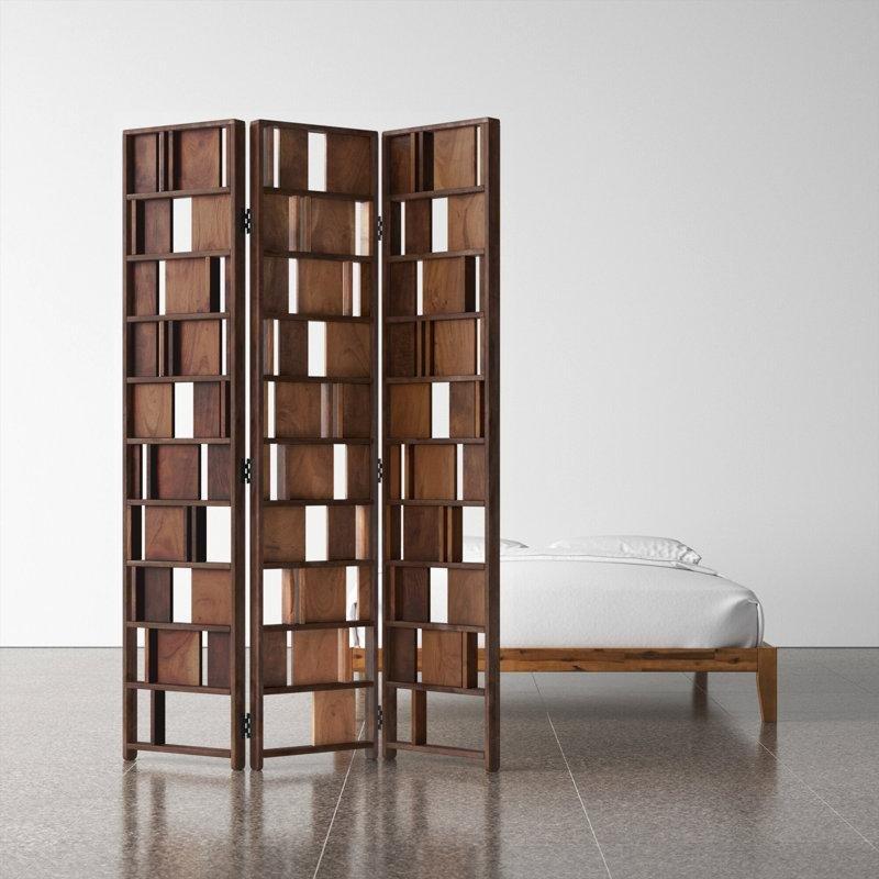 Kahverengi Masif Akasya Ahşap Katlanır Paravan - 181x121x6 cm - 321624