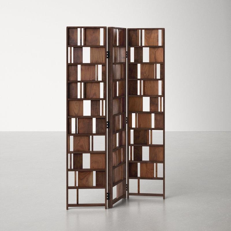 Kahverengi Masif Akasya Ahşap Katlanır Paravan - 181x121x6 cm - 321624