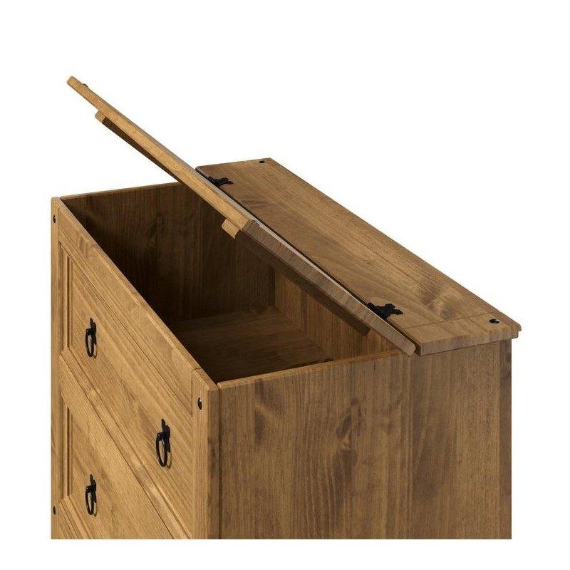 Kahverengi Masif Çam 4 Çekmeceli Metal Kulplu Rustik Şifonyer - 92x48x131 cm - 303391