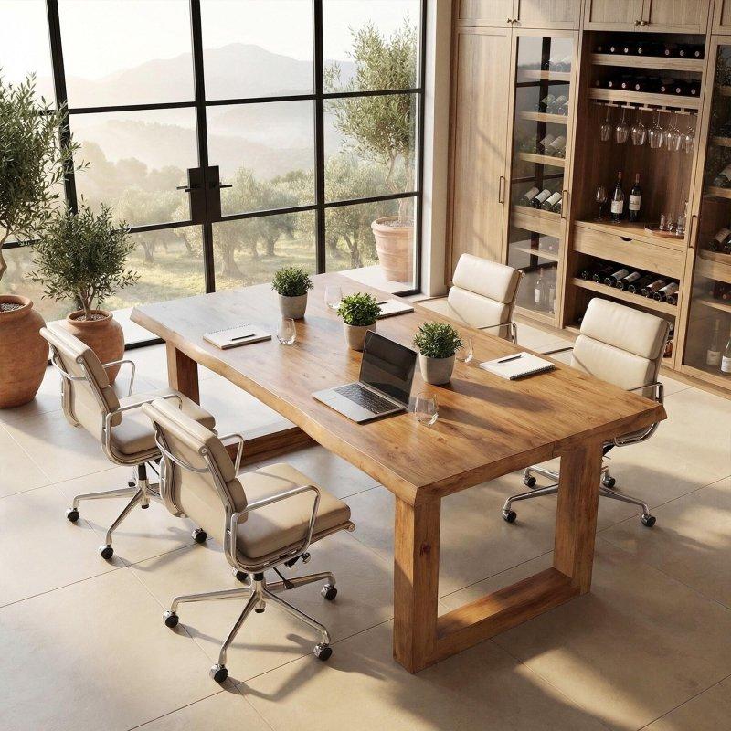 Kahverengi Masif Çam Ağacı Düzensiz Kenarlı Ofis Masası - 160x81 cm - 326784