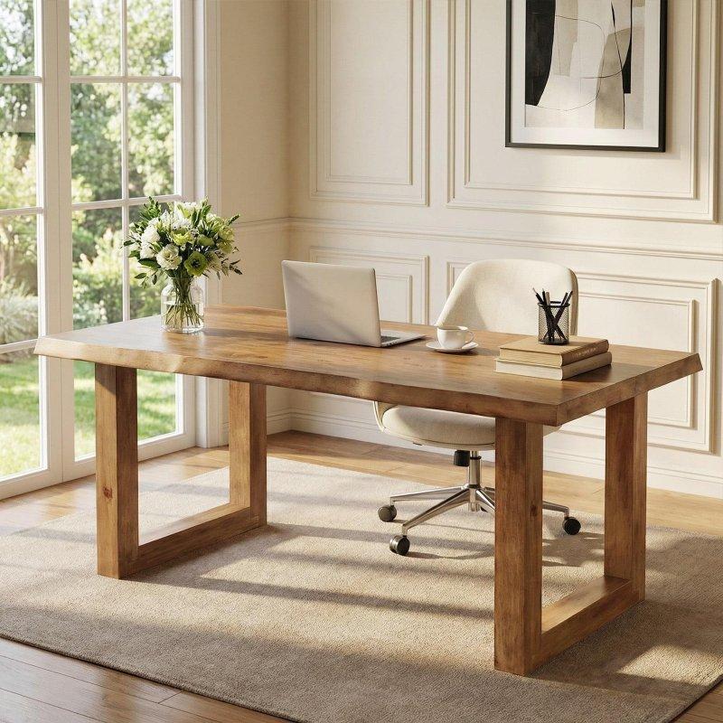 Kahverengi Masif Çam Ağacı Kır Evi Tarzı Geniş Ofis Masası - 160x81 cm - 325918 Kahverengi Masif Çam Ağacı Kır Evi Tarzı Geniş Ofis Masası - 160x81 cm - 325918