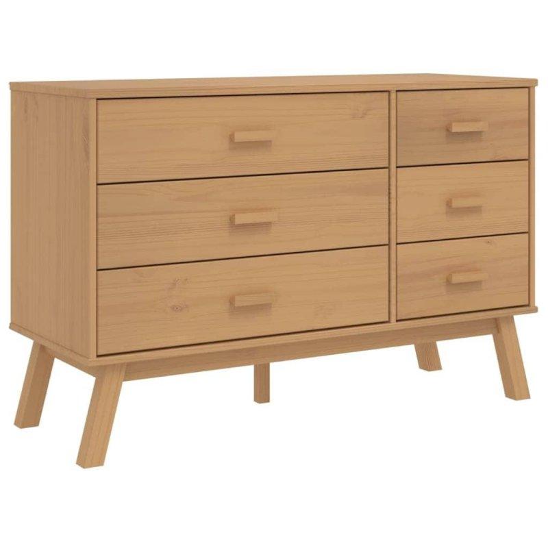Kahverengi Masif Çam Ahşap 6 Çekmeceli İskandinav Şifonyer - 111x42x74 cm - 297934