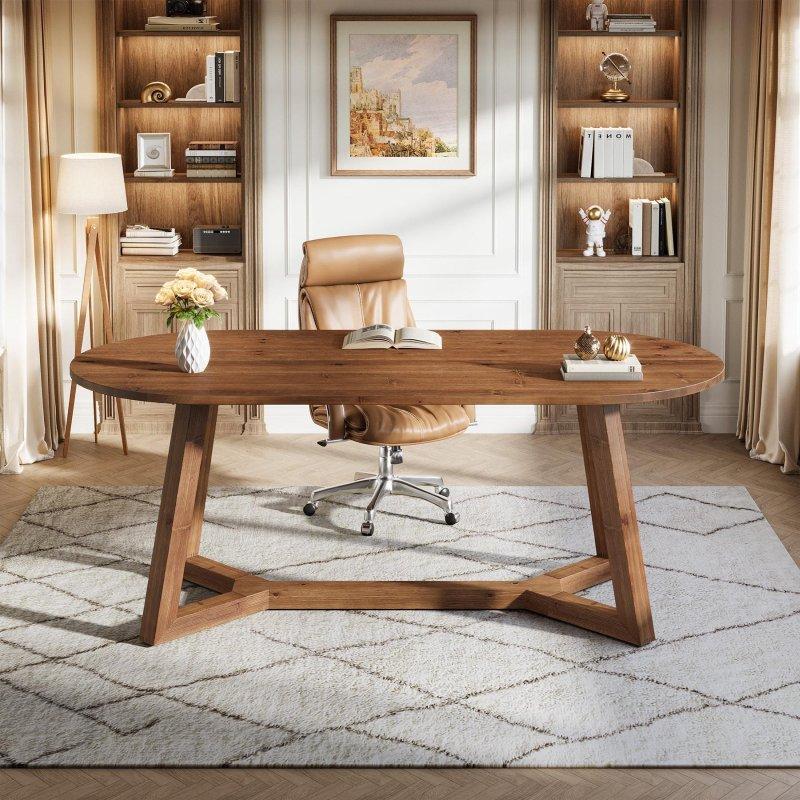 Kahverengi Masif Çam Ahşap Eskitme Tasarım Konik Ayaklı Ofis Masası - 161x81 cm - 326562 Kahverengi Masif Çam Ahşap Eskitme Tasarım Konik Ayaklı Ofis Masası - 161x81 cm - 326562