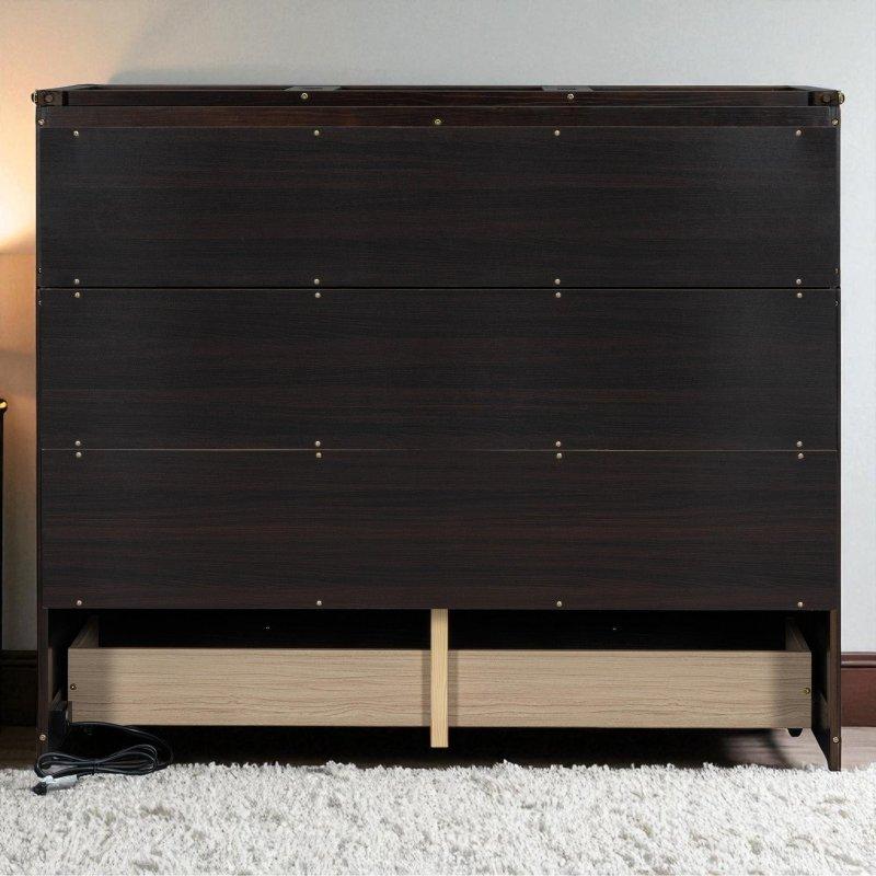 Kahverengi Masif Çam ve MDF USB Portlu ve Çekmeceli Duvar Yatağı - 266696