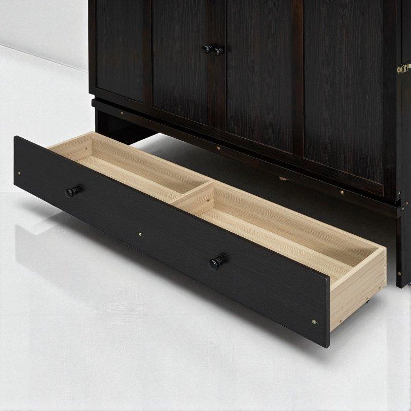 Kahverengi Masif Çam ve MDF USB Portlu ve Çekmeceli Duvar Yatağı - 266696