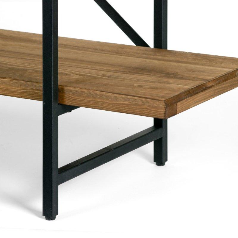 Kahverengi Masif Çam ve Metal 4 Raflı Endüstriyel Kitaplık - 161 cm - 315668