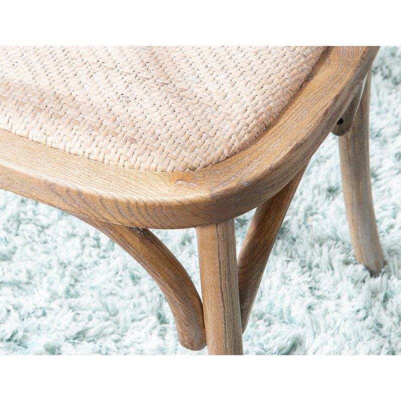 Kahverengi Masif Karaağaç Çapraz Sırtlı Rattan Sandalye 2li Set - 253061