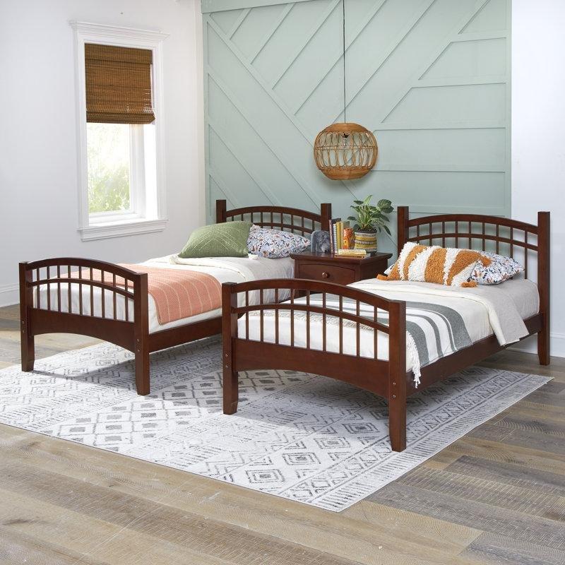 Kahverengi Masif Kayın Ağacı Ayrılabilen Kemerli Tasarım Ranza - 106x200 cm - 246669