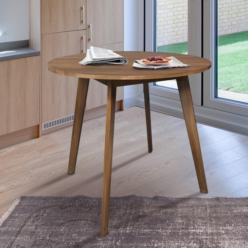 Kahverengi Masif Kiraz Ağacı İskandinav Tasarım Yuvarlak Orta Sehpa - 61x43 cm - 242220