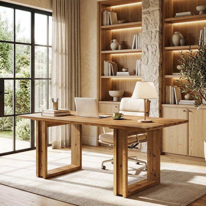 Kahverengi Masif Köknar Ağacı Eskitme Geniş Ofis Masası - 161x81 cm - 326346 Kahverengi Masif Köknar Ağacı Eskitme Geniş Ofis Masası - 161x81 cm - 326346