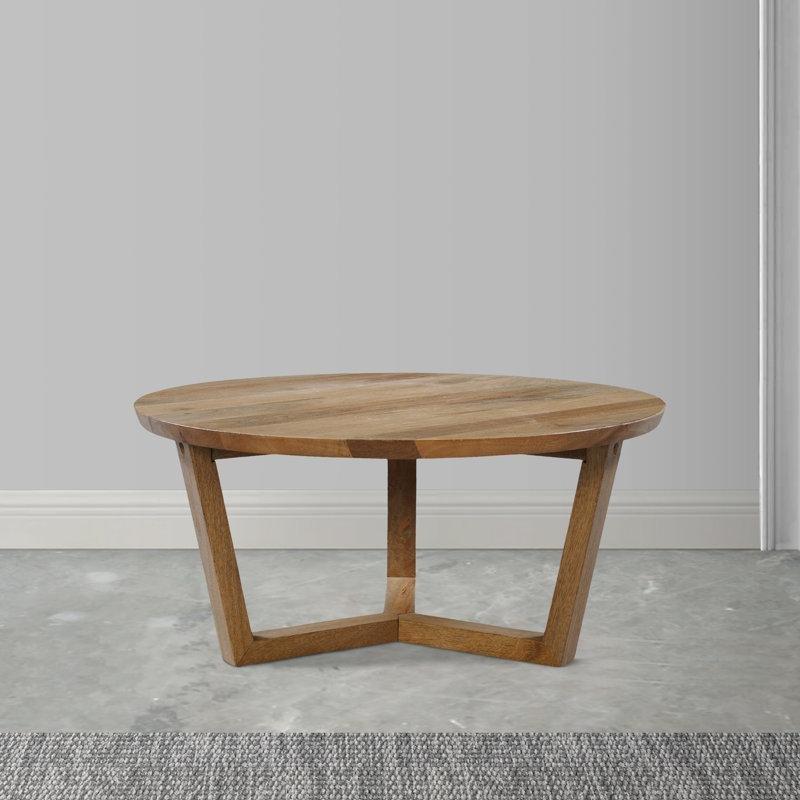 Kahverengi Masif Mango Ağacı Çapraz Ayaklı Yuvarlak Orta Sehpa - 77 cm - 245059