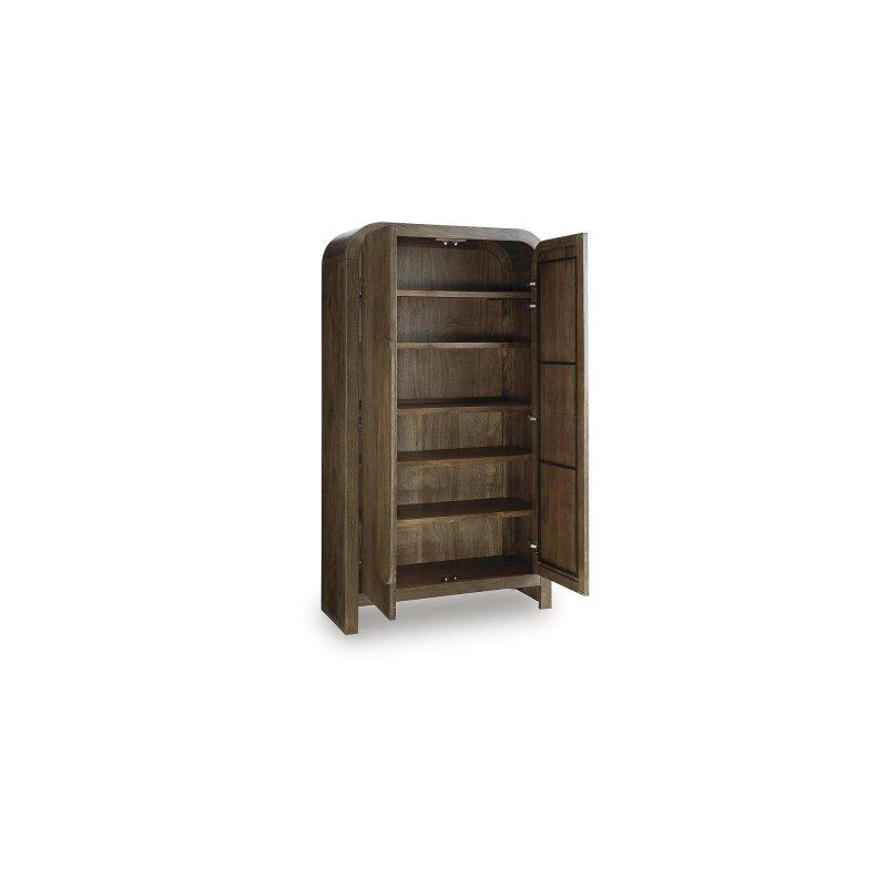 Kahverengi Masif Mango Ağacı Yavaş Kapanır Kapaklı Ayarlanabilir Raflı Dolaplı Kitaplık - 102x188x41 cm - 313713