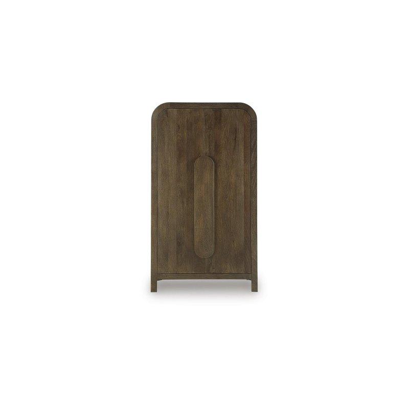 Kahverengi Masif Mango Ağacı Yavaş Kapanır Kapaklı Ayarlanabilir Raflı Dolaplı Kitaplık - 102x188x41 cm - 313713