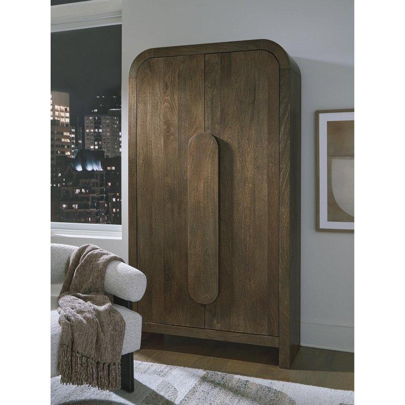 Kahverengi Masif Mango Ağacı Yavaş Kapanır Kapaklı Ayarlanabilir Raflı Dolaplı Kitaplık - 102x188x41 cm - 313713