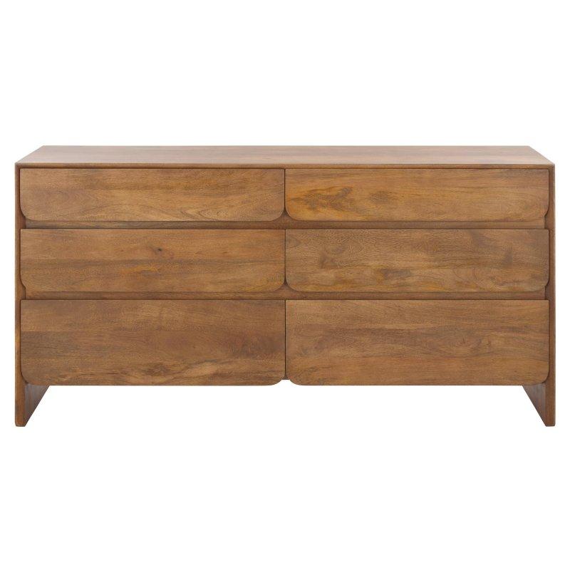 Kahverengi Masif Mango Ahşap 6 Çekmeceli Yatay Şifonyer - 153x77 cm - 294855