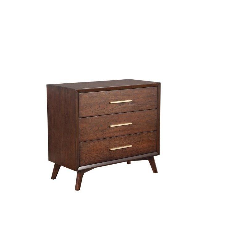 Kahverengi Masif Maun 3 Çekmeceli Gold Kulplu Şifonyer - 92x54x100 cm - 308304
