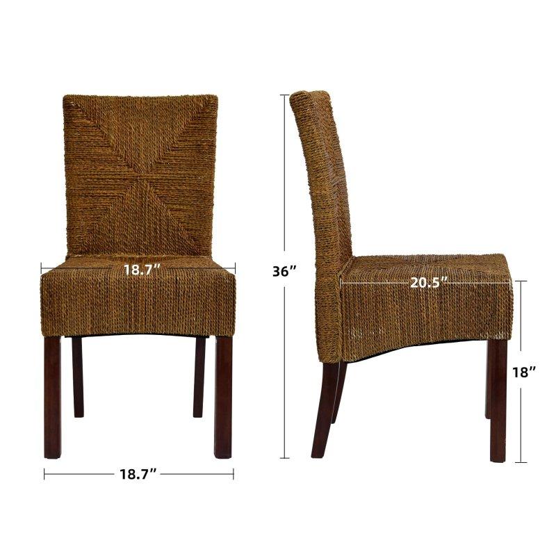 Kahverengi Masif Maun Ahşap Yüksek Sırtlı Saz Örgü Rattan Sandalye - 48x53x92 cm - 252960