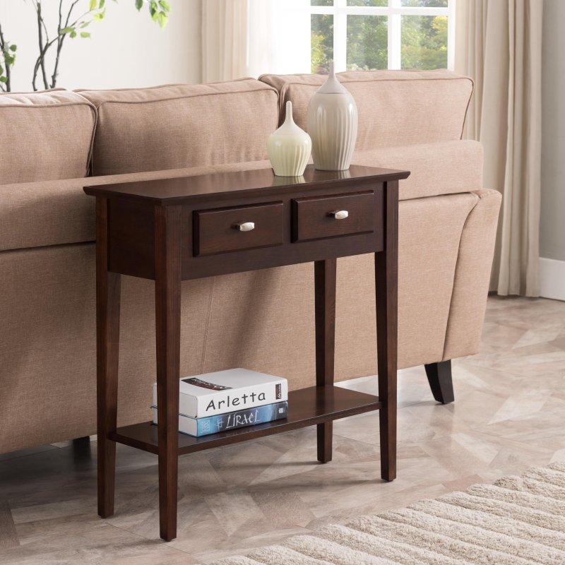 Kahverengi Masif Meşe Ahşap 2 Çekmeceli Raflı Dresuar - 77x77x28 cm - 332620
