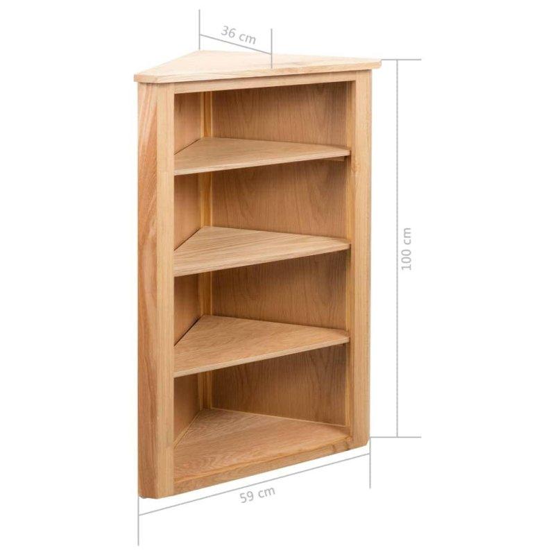 Kahverengi Masif Meşe Köşe Kitaplık - 59x100x36 cm - 317064