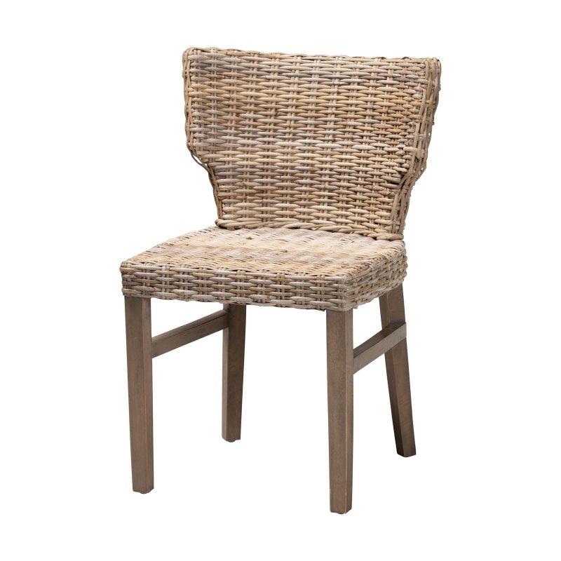Kahverengi Maun Ahşap Kavisli Sırtlı Rattan Sandalye - 252725
