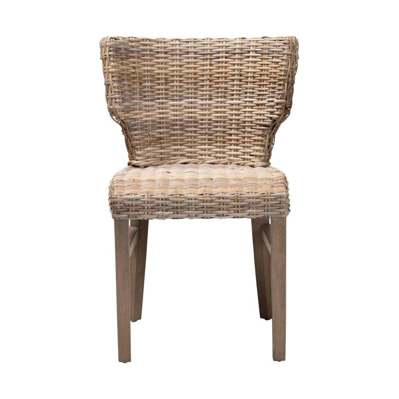 Kahverengi Maun Ahşap Kavisli Sırtlı Rattan Sandalye - 252725