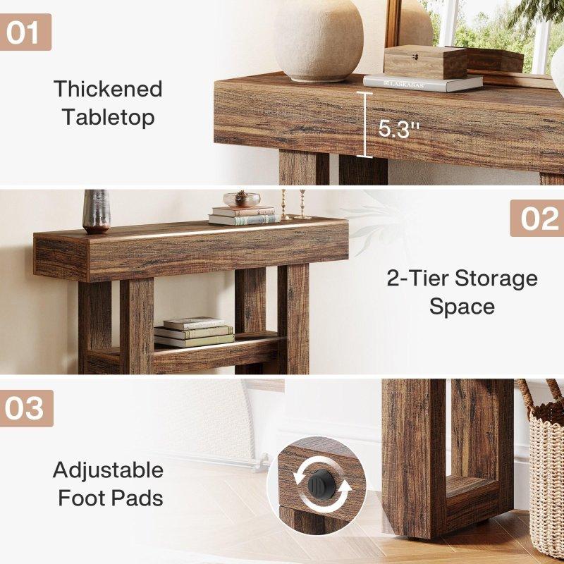 Kahverengi MDF 2 Raflı Rustik Dresuar - 105 cm - 332948