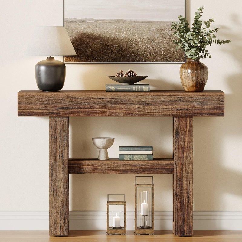 Kahverengi MDF 2 Raflı Rustik Dresuar - 105 cm - 332948