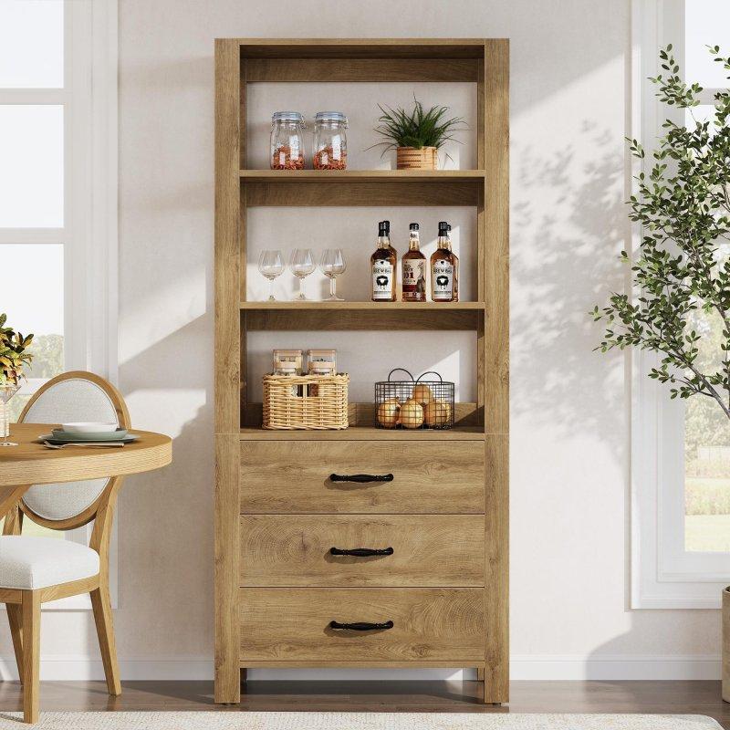 Kahverengi MDF 3 Çekmeceli 3 Raflı Kitaplık - 181 cm - 312987
