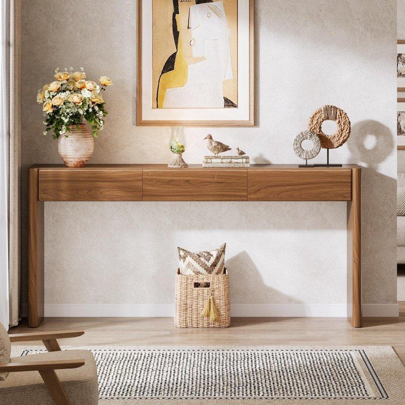 Kahverengi MDF 3 Çekmeceli Dikdörtgen Dresuar - 181x30x87 cm - 330975
