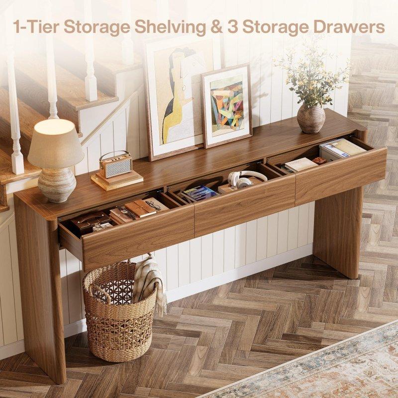 Kahverengi MDF 3 Çekmeceli Dikdörtgen Dresuar - 181x30x87 cm - 330975