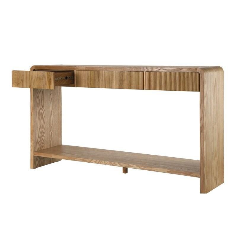 Kahverengi MDF 3 Çekmeceli Dikey Çıtalı Dresuar - 150 cm - 331838