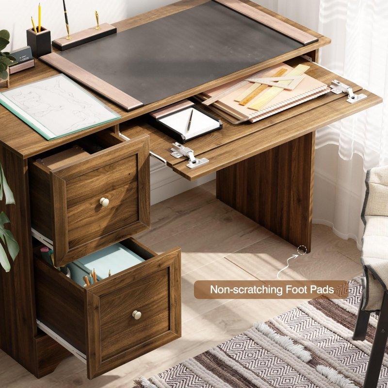 Kahverengi MDF 3 Çekmeceli Geleneksel Ofis Masası - 112x50 cm - 327303