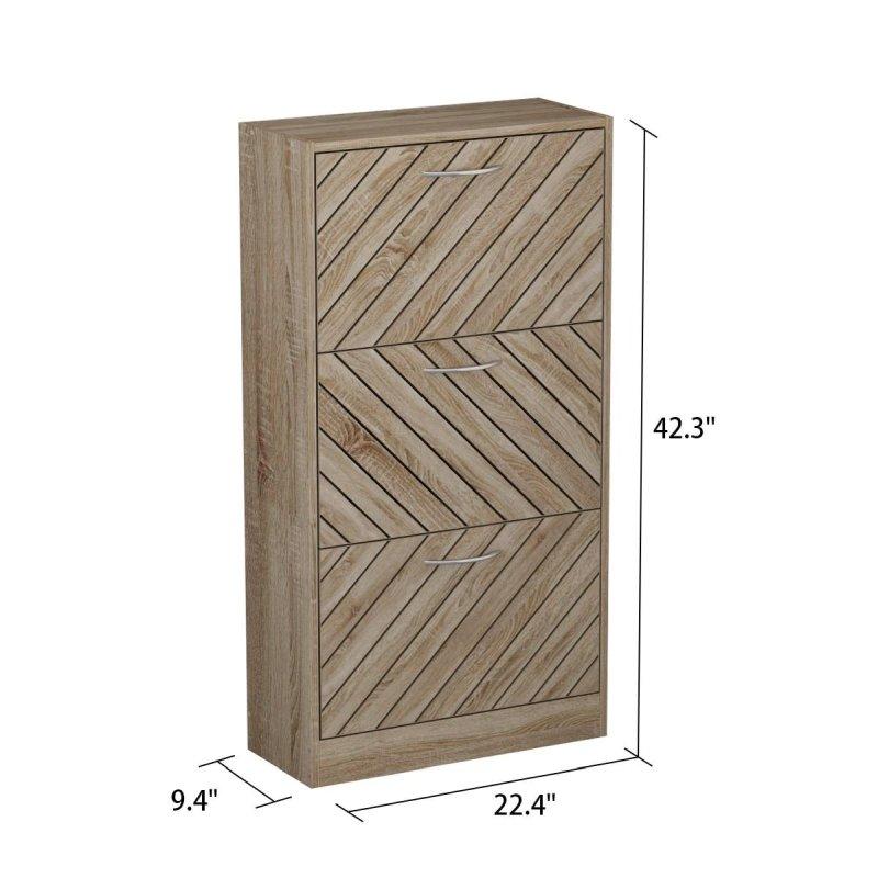 Kahverengi MDF 3 Çekmeceli İskandinav Tasarım Ayakkabı Şifonyeri - 57x24x108 cm - 300418