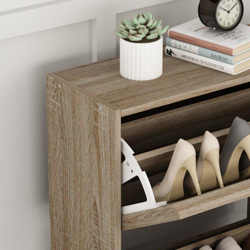 Kahverengi MDF 3 Çekmeceli İskandinav Tasarım Ayakkabı Şifonyeri - 57x24x108 cm - 300418