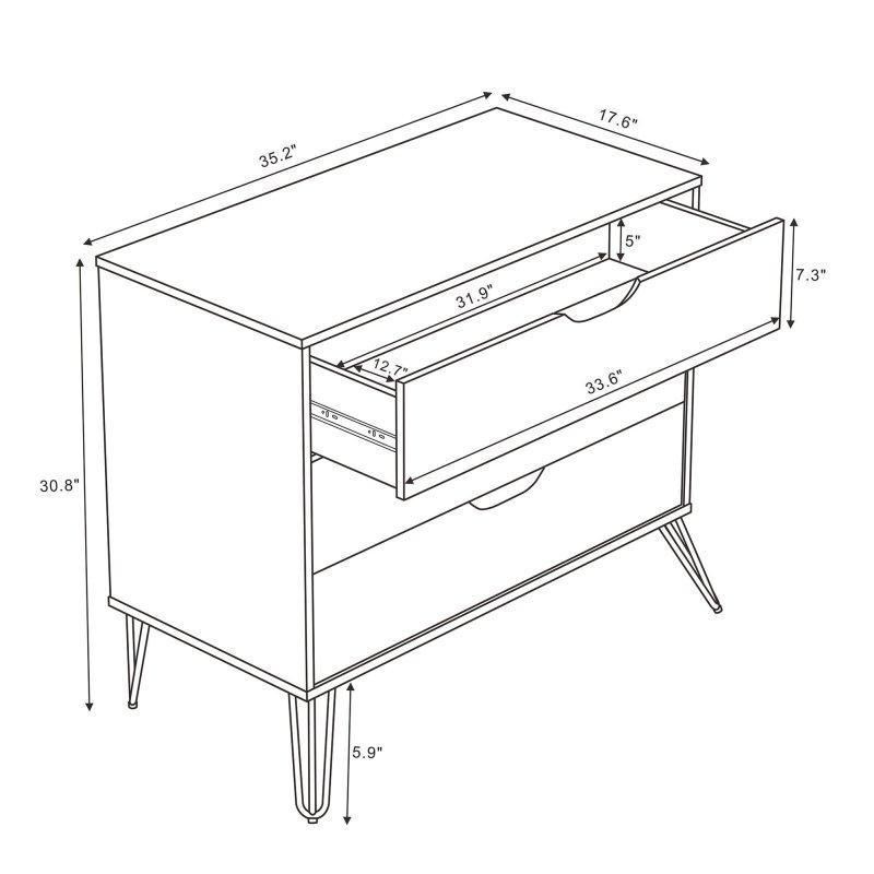 Kahverengi MDF 3 Çekmeceli Metal Ayaklı Şifonyer - 90x79x45 cm - 300150